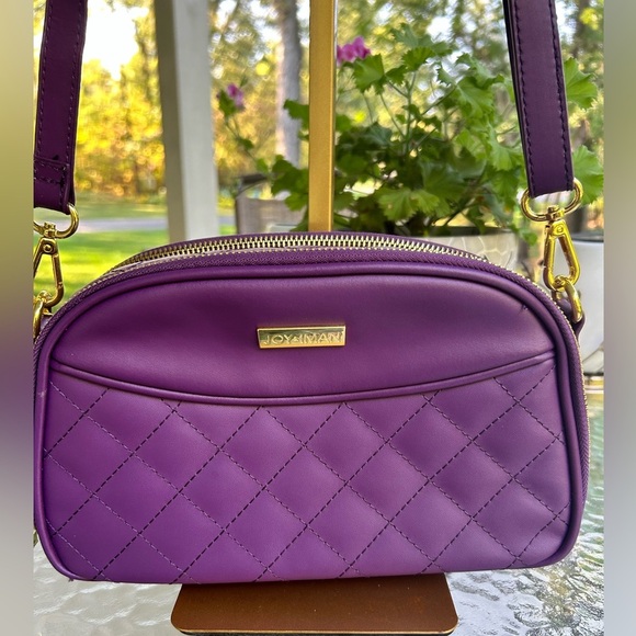 NWOT- JOY& IMAN Chic Purple Quilted Crossbody Bag - Picture 6 of 7